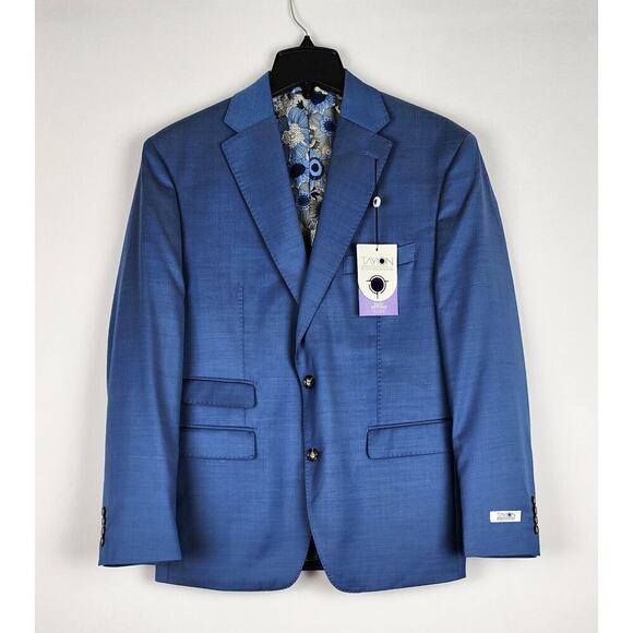Tayion Collection Men's Classic-Fit Stretch Wool Suit Jacket Blue 38S NWT - Picture 1 of 9